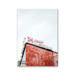 24 Center - Red Vintage Sign  Stretched Canvas Print or Framed Fine Art Print - Artwork