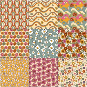 70s Retro Floral Charm Pack - 9 Pieces