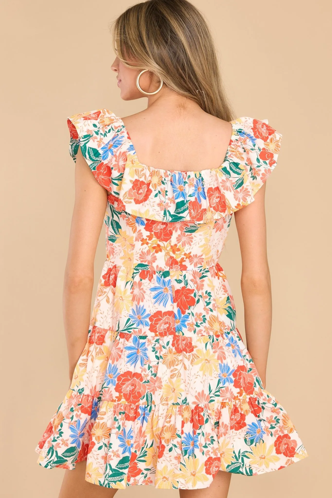 All Tangled Up Orange Multi Floral Print Dress