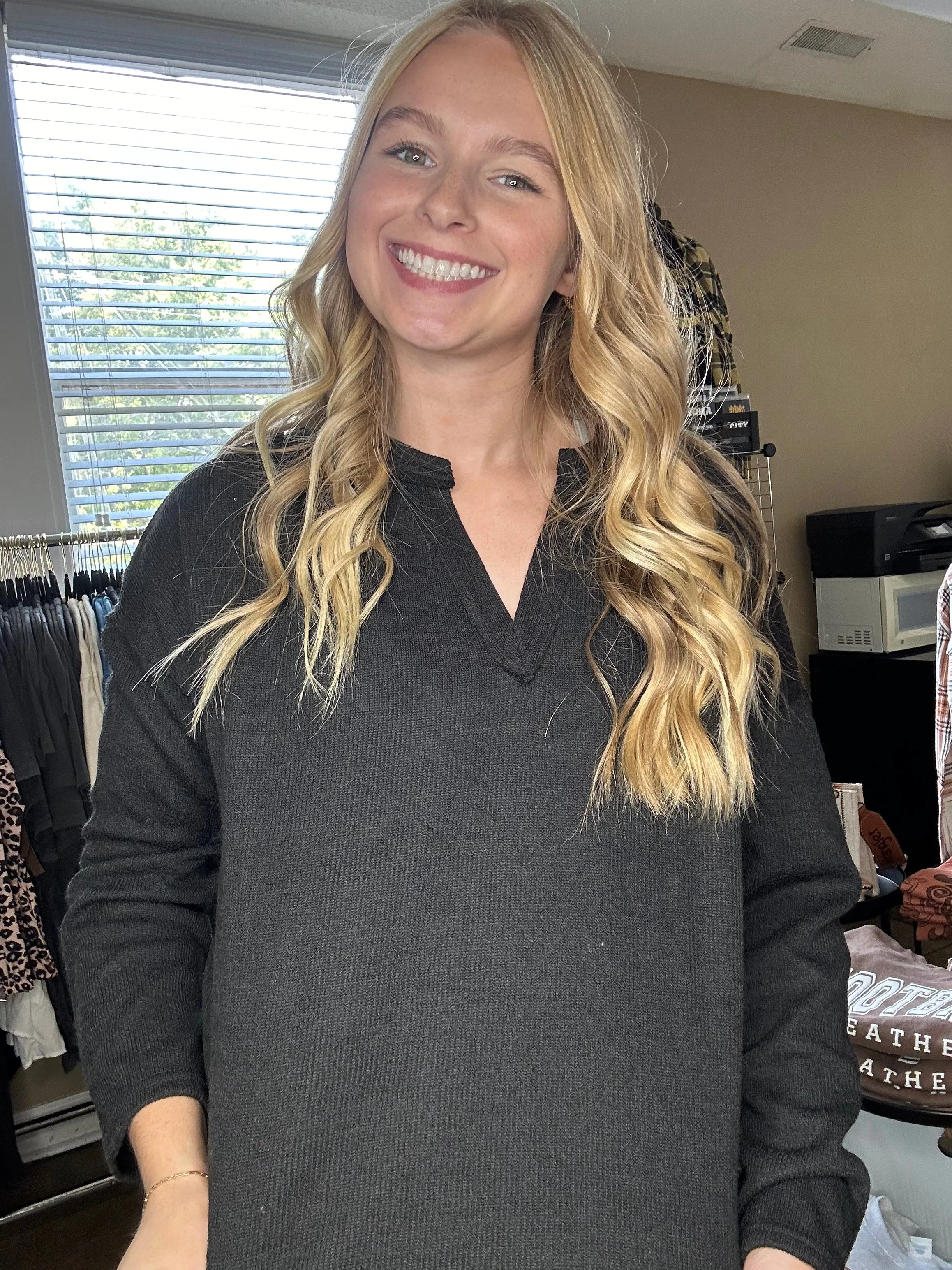 Basically Effortless Solid Notch Neck Top