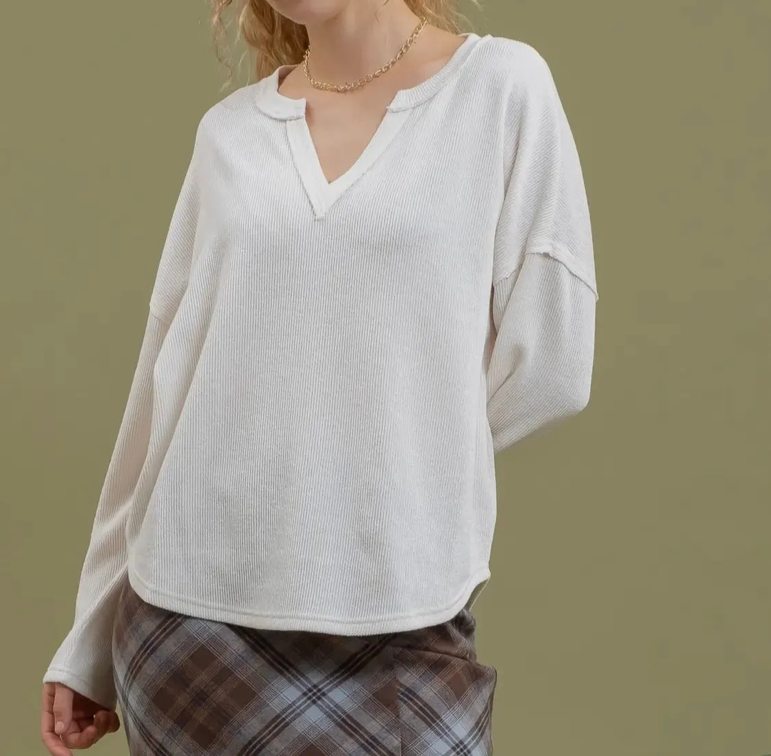 Basically Effortless Solid Notch Neck Top