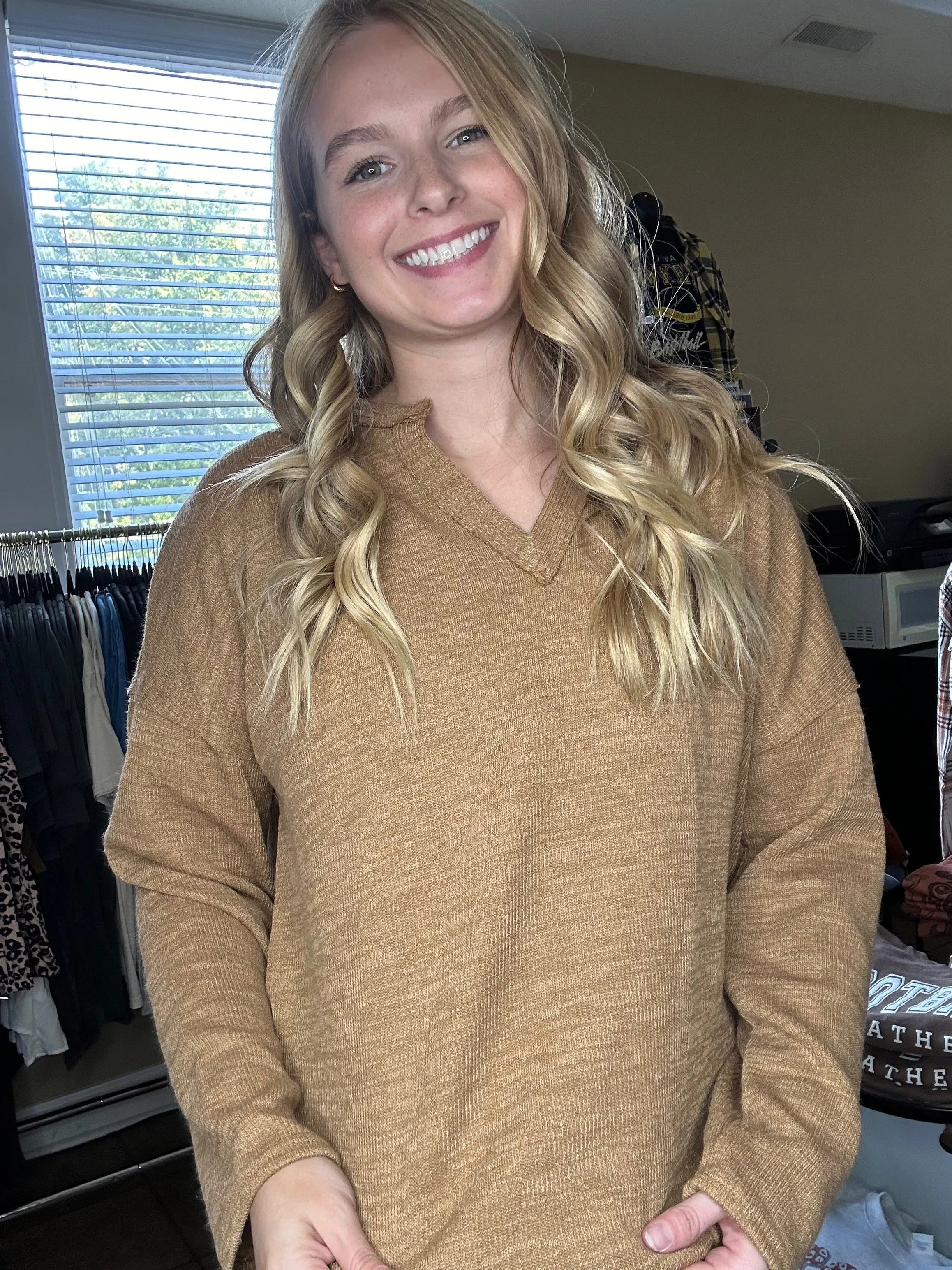 Basically Effortless Solid Notch Neck Top