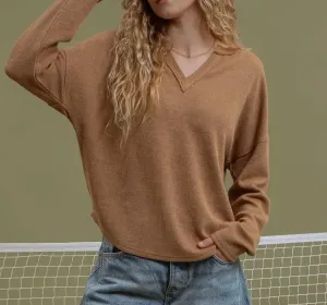 Basically Effortless Solid Notch Neck Top