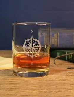 Compass Rose Etched Barware Collection