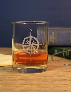 Compass Rose Etched Barware Collection