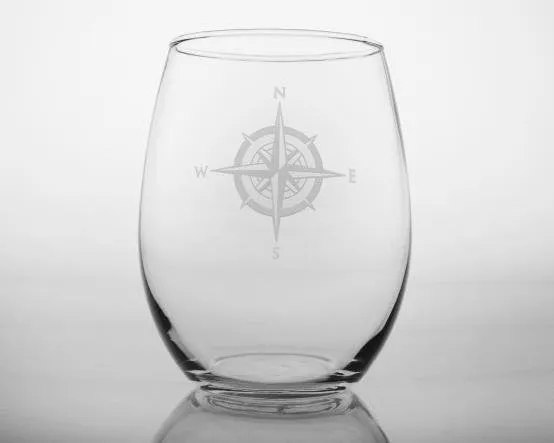 Compass Rose Etched Barware Collection