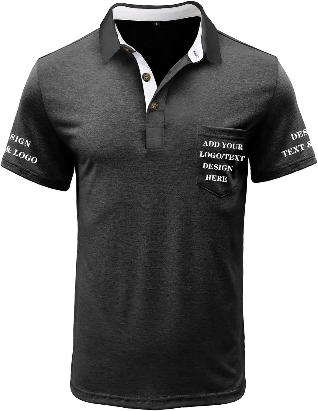 Custom Polo Shirts for Men Short/Long Sleeve Customized Golf Shirt Design Your Own Personalized T-Shirt with Pocket