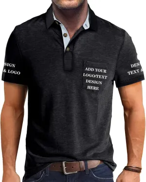 Custom Polo Shirts for Men Short/Long Sleeve Customized Golf Shirt Design Your Own Personalized T-Shirt with Pocket