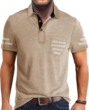 Custom Polo Shirts for Men Short/Long Sleeve Customized Golf Shirt Design Your Own Personalized T-Shirt with Pocket
