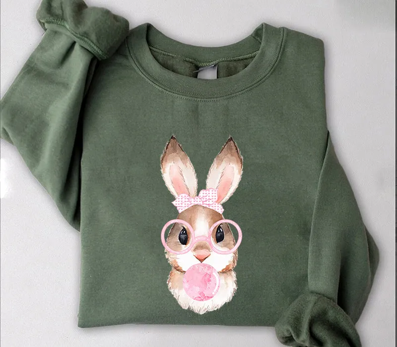 Easter  Sweatshirt, Bunny with Leopard Glasses shirt,