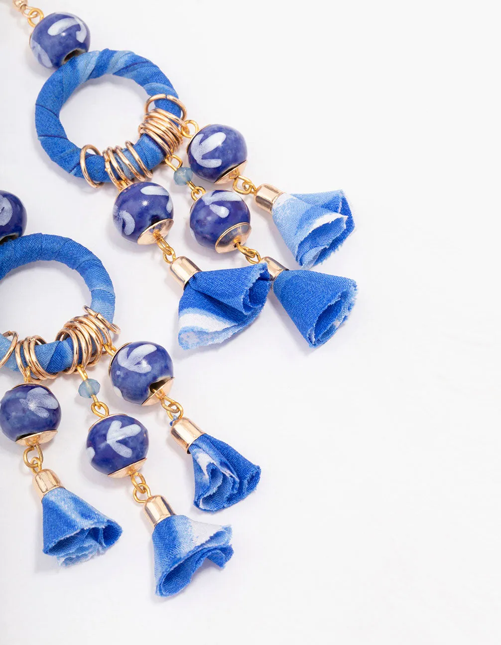 Fabric Wrapped Ball Gathered Earrings