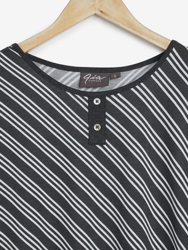 Gia Curves Grey Striped Chase T-Shirt