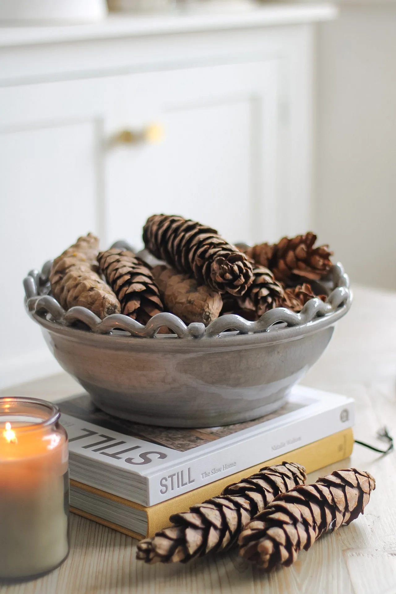 Grey Ceramic Wave Decorative Bowl