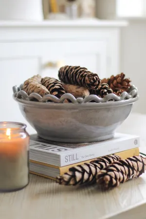 Grey Ceramic Wave Decorative Bowl