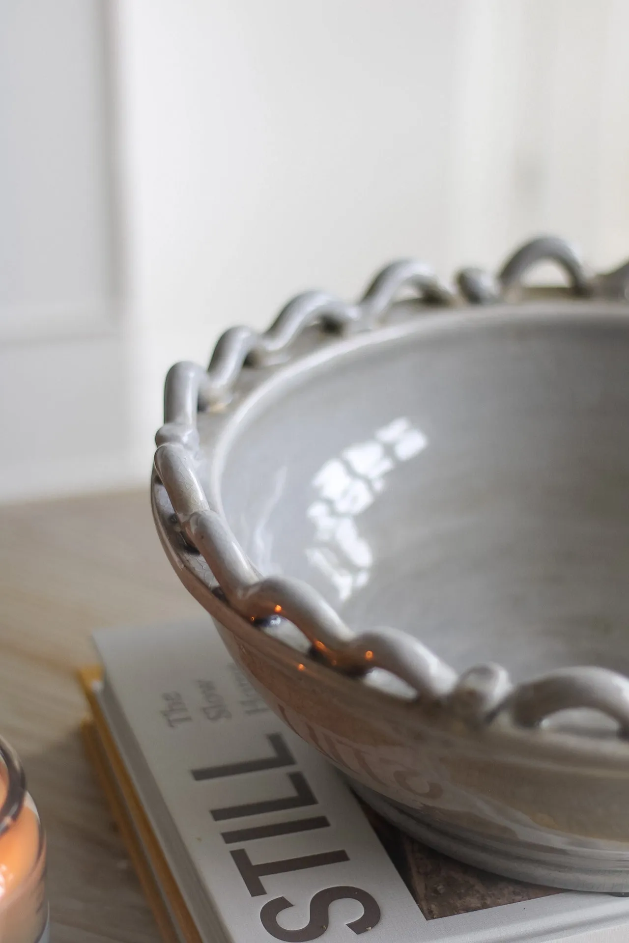 Grey Ceramic Wave Decorative Bowl