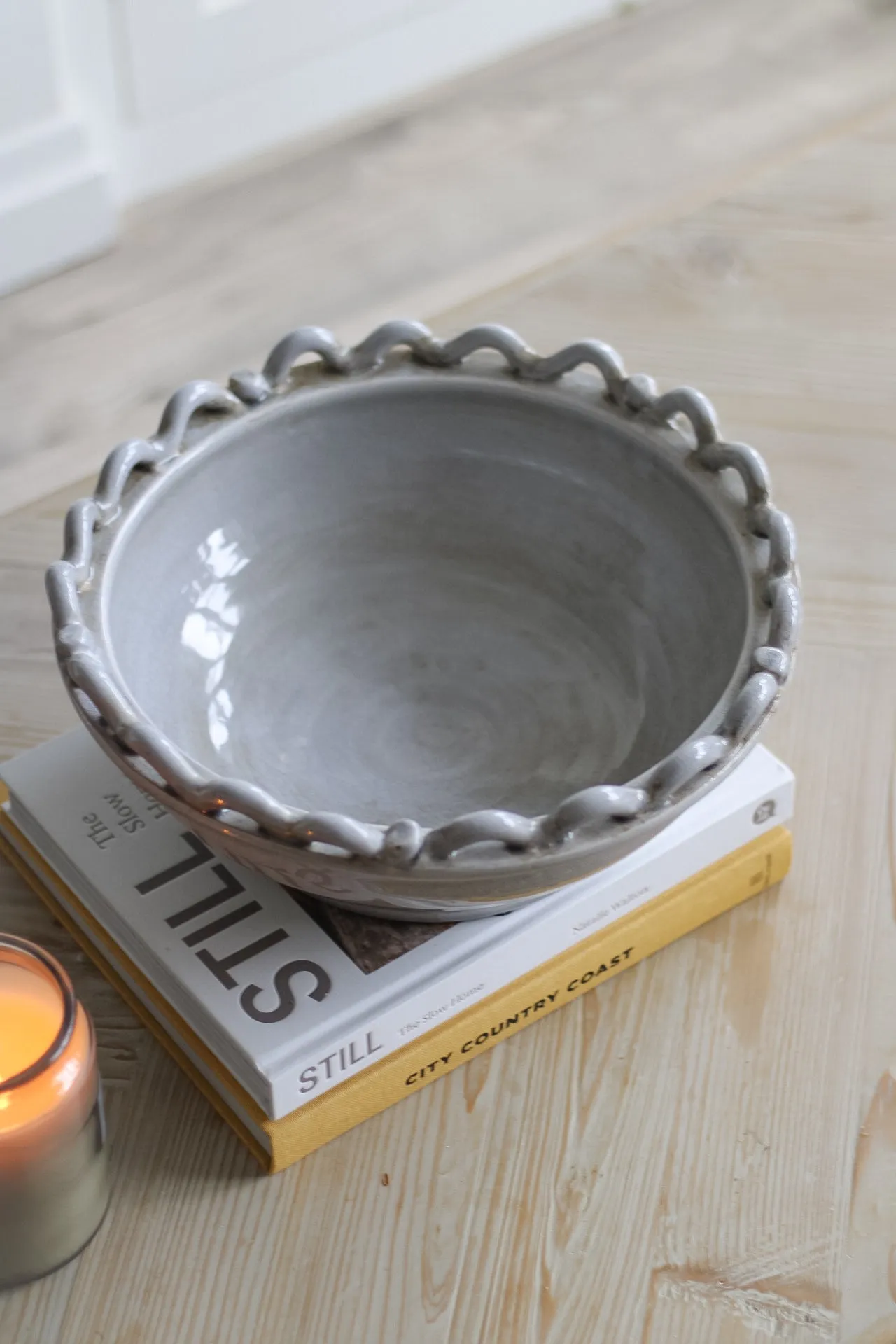 Grey Ceramic Wave Decorative Bowl