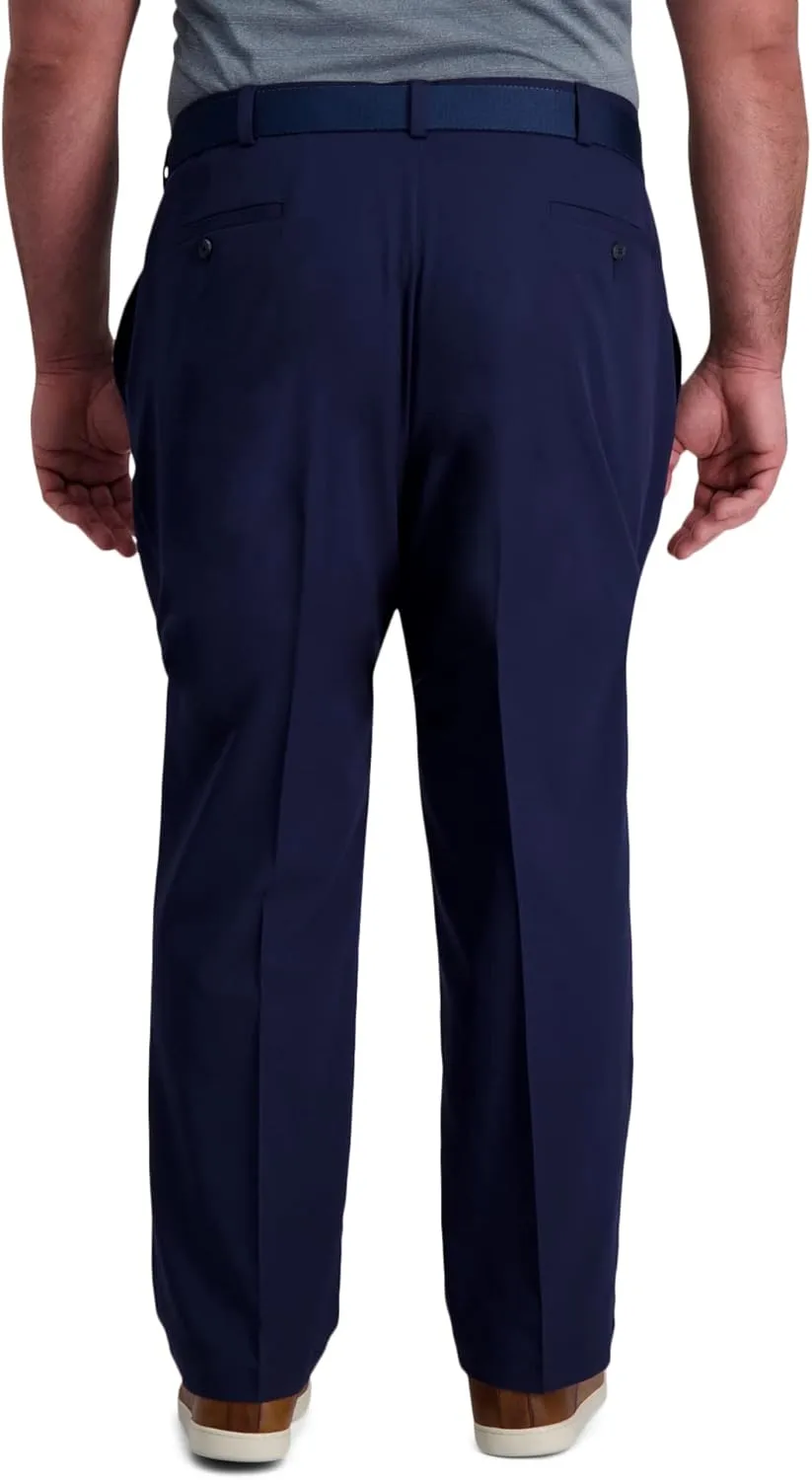 Haggar Men's Cool Right Performance Flex Solid Classic Fit Flat Front Pant