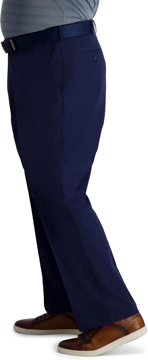 Haggar Men's Cool Right Performance Flex Solid Classic Fit Flat Front Pant
