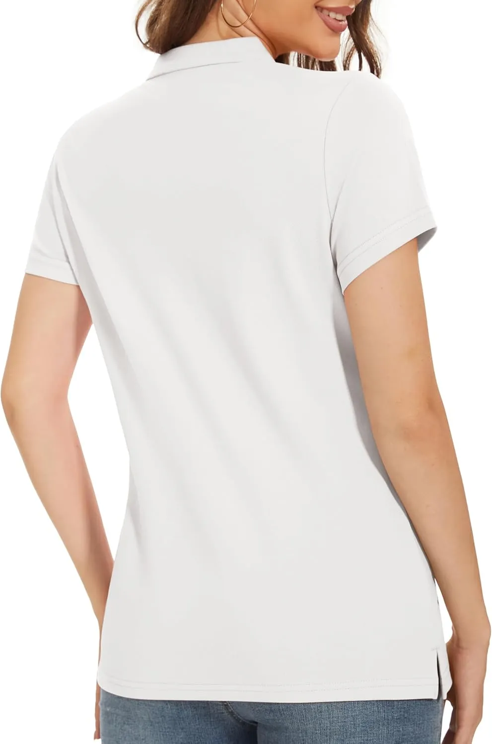 MAGCOMSEN Women's Polo Shirts Cotton 3-Button Short Sleeve Collared Tops Summer Cool Shirt Uniform Casual Shirts