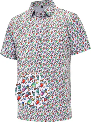 Mens Golf Polo Shirts Short Sleeve Moisture Wicking Dry Fit Performance Casual Funny Golf Polo Shirts for Men