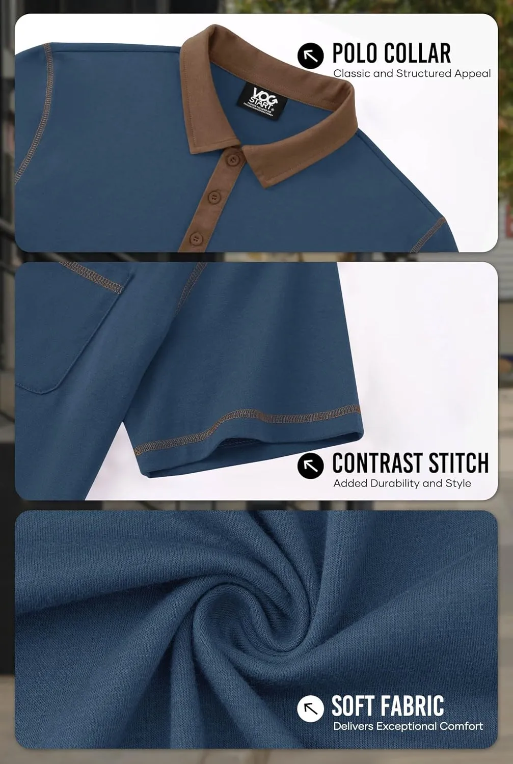 Mens Polo Shirts Casual Color Block Collar Short Sleeve Shirt with Pocket (S-XXL)