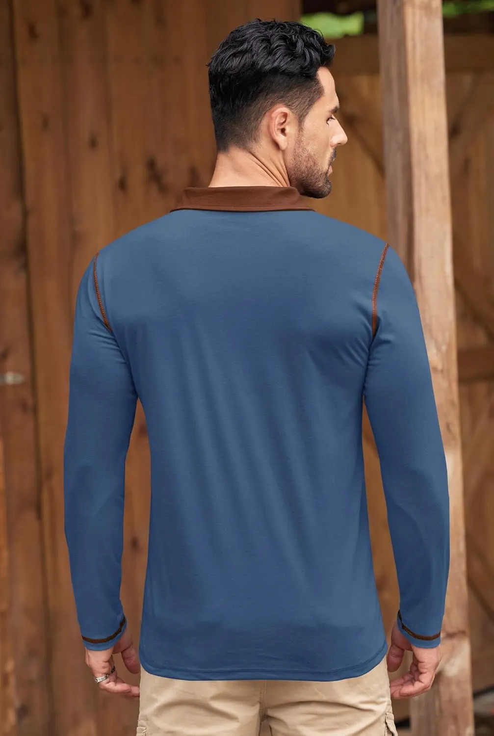 Mens Polo Shirts Long Sleeve Casual Workout Golf Classic Poloshirt (S-XXL)