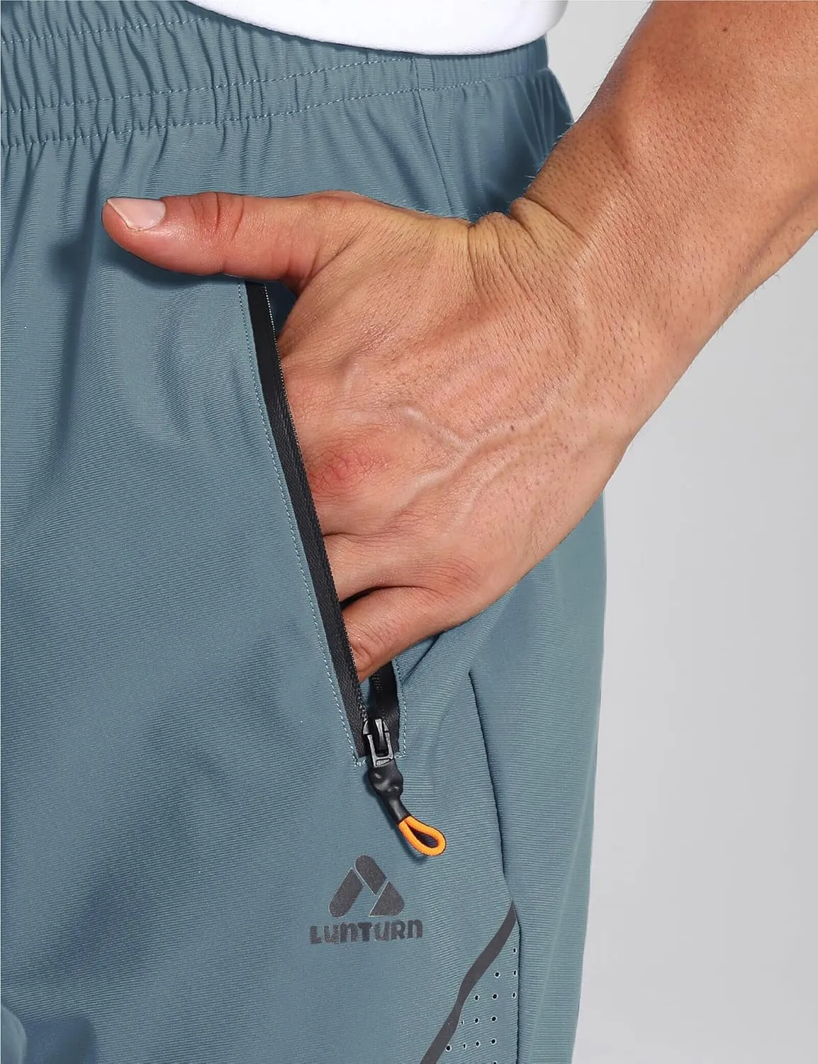 Men's Stretch Athletic Fishing Pants Lightweight Cool-Touch Workout Joggers with Zipper Pockets