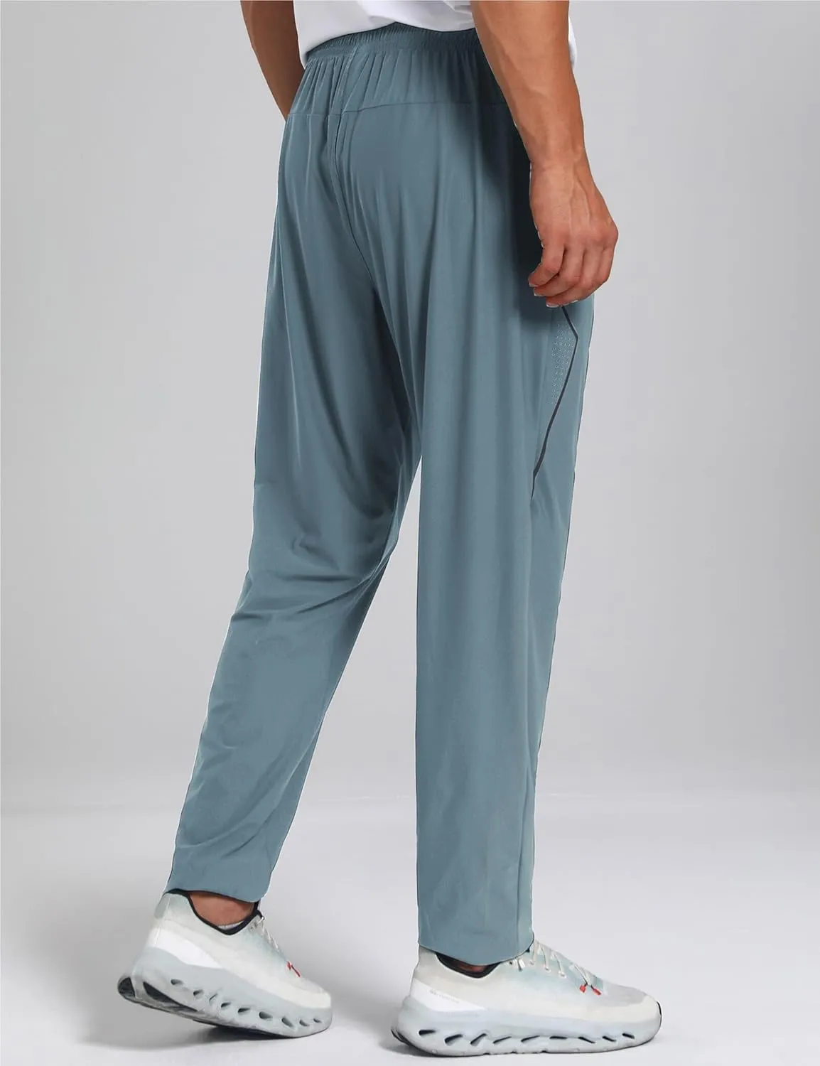 Men's Stretch Athletic Fishing Pants Lightweight Cool-Touch Workout Joggers with Zipper Pockets