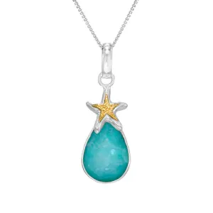 Michou Sterling Silver Teardrop Amazonite Starfish Pendant