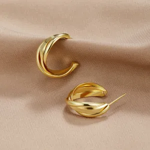 Milan Gold Twist Hoop Earrings