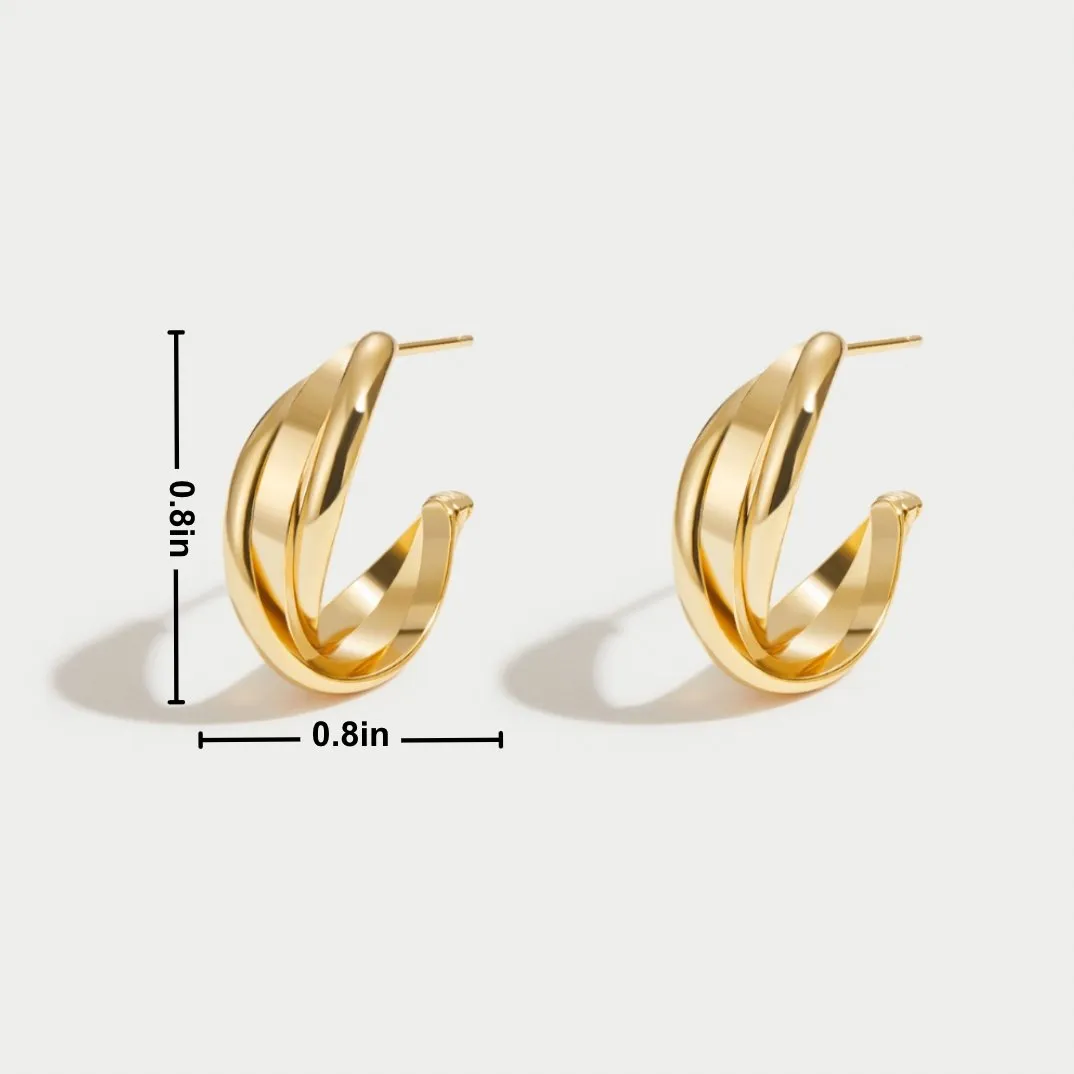 Milan Gold Twist Hoop Earrings