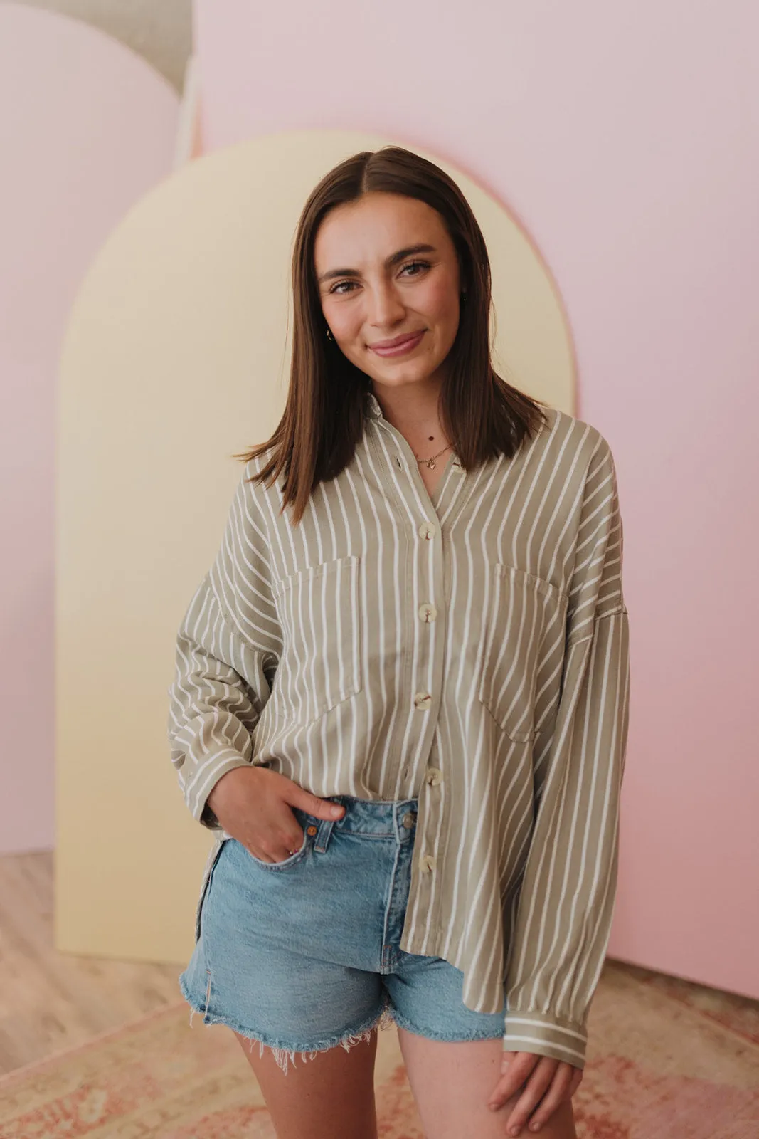 Nautical Breeze Olive Striped Top