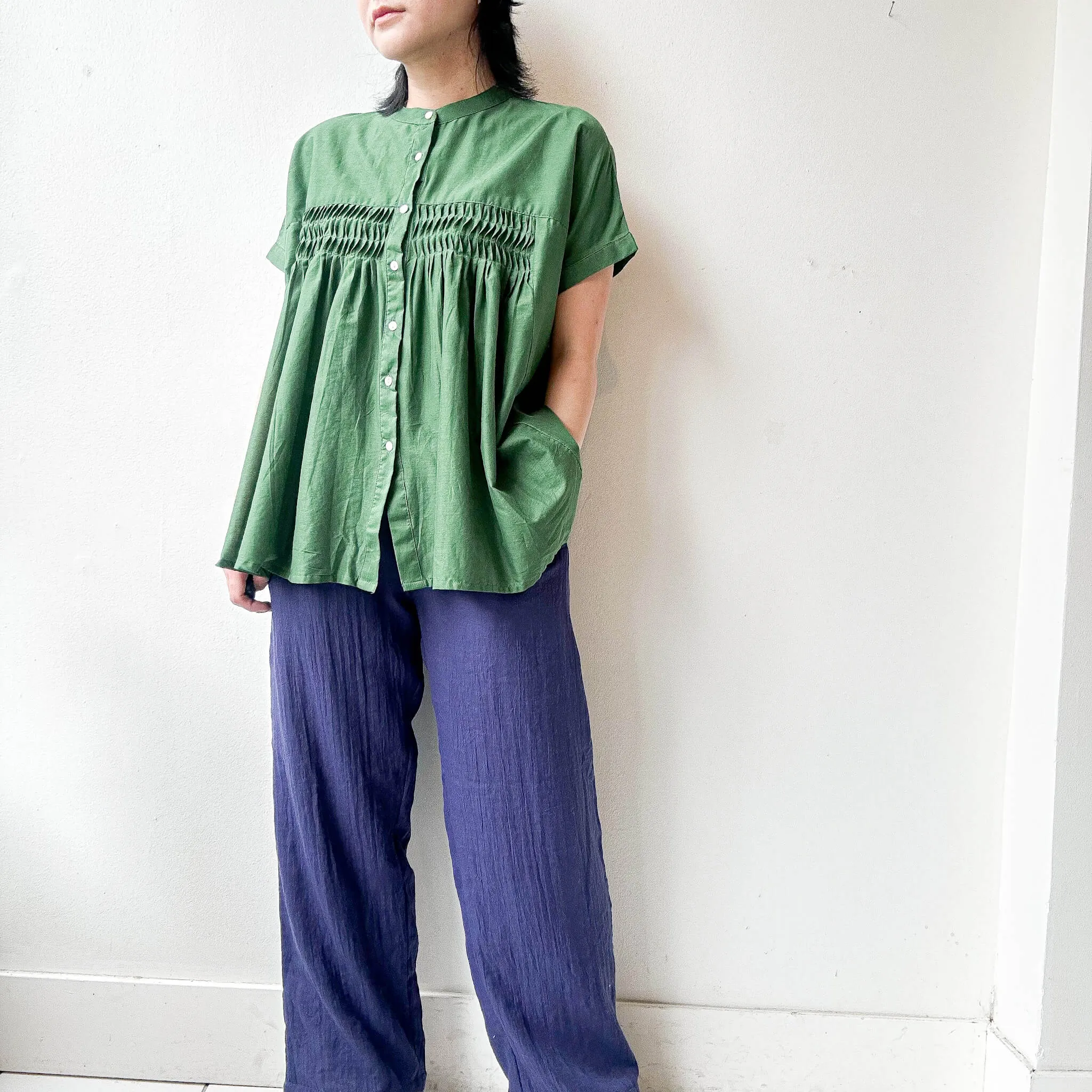 OPTIM | Cotton Gathered Blouse