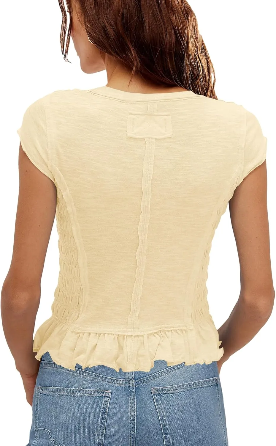 Panadila Womens Crop Tops Short Sleeve Shirts Ruched Fitted T Shirts Summer Going Out Tops Y2k Baby Tees