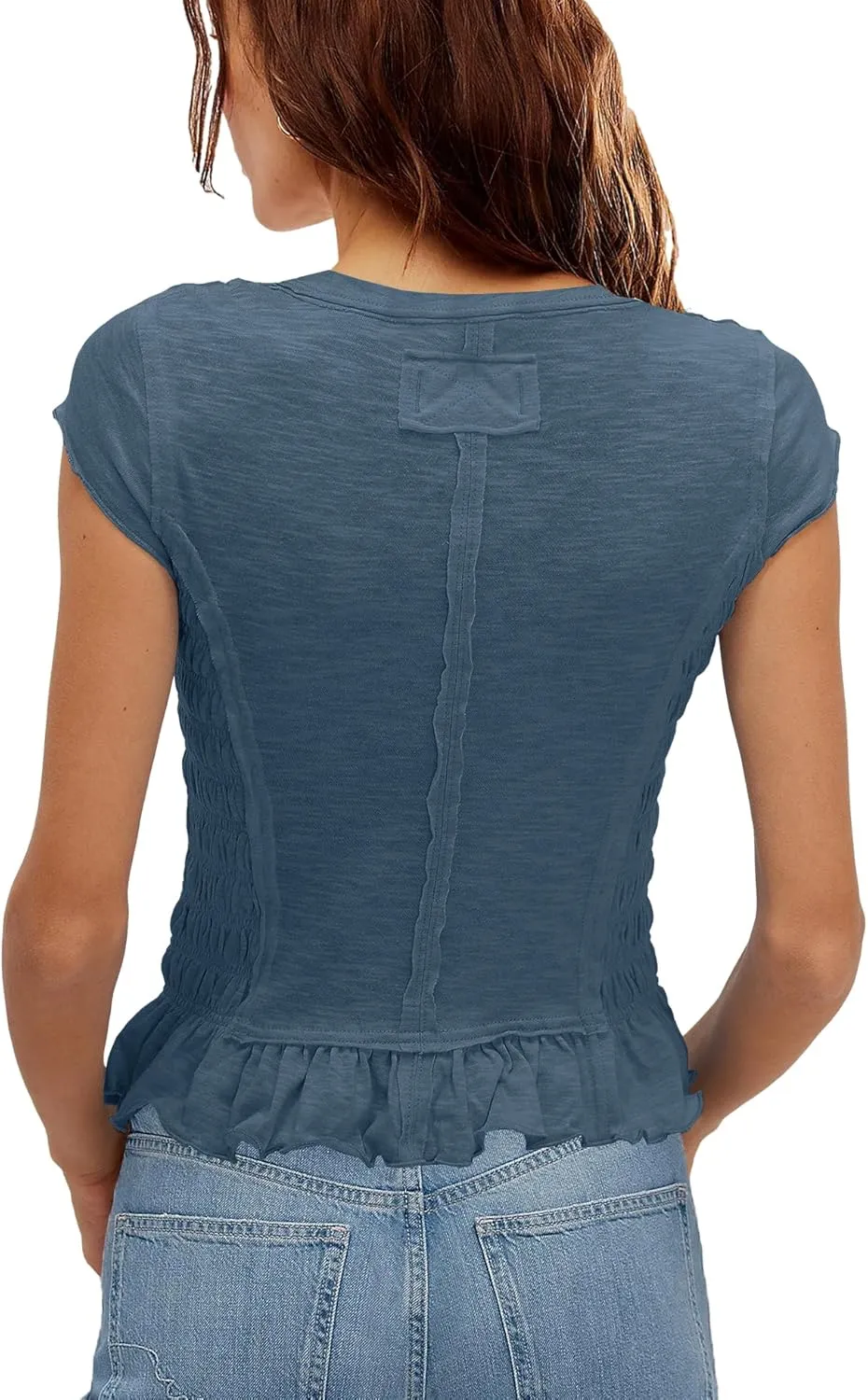Panadila Womens Crop Tops Short Sleeve Shirts Ruched Fitted T Shirts Summer Going Out Tops Y2k Baby Tees