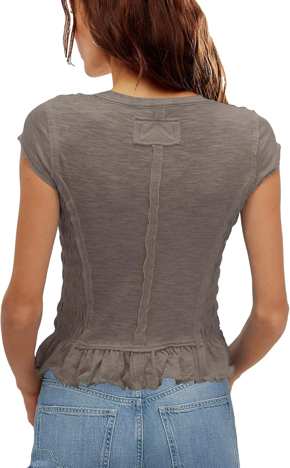 Panadila Womens Crop Tops Short Sleeve Shirts Ruched Fitted T Shirts Summer Going Out Tops Y2k Baby Tees