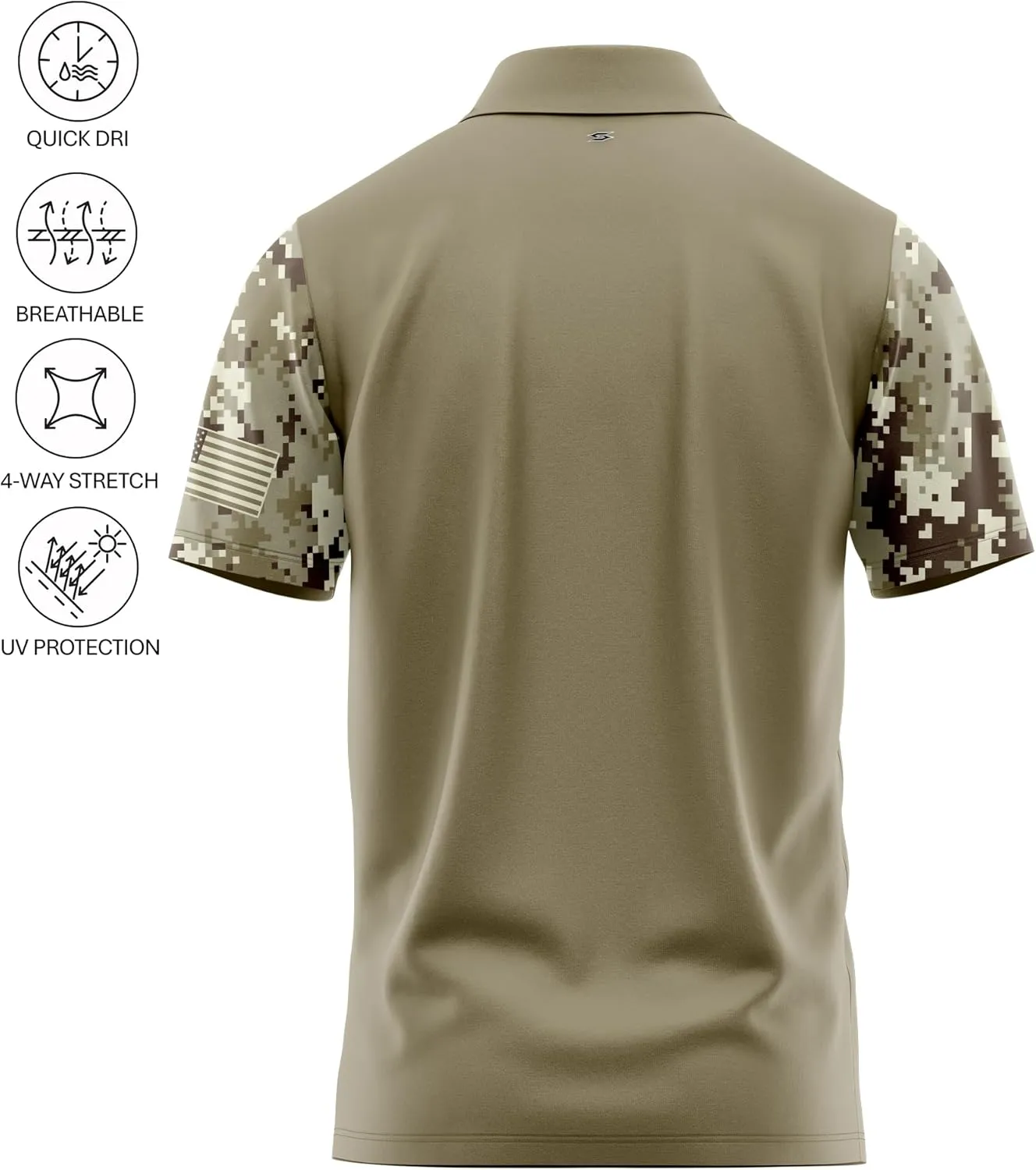 Patriotic USA Golf Polo Shirt  Mens Performance Short Sleeve Moisture Quick Dry Fit Athletic Veteran UPF Stretch Casual Fun