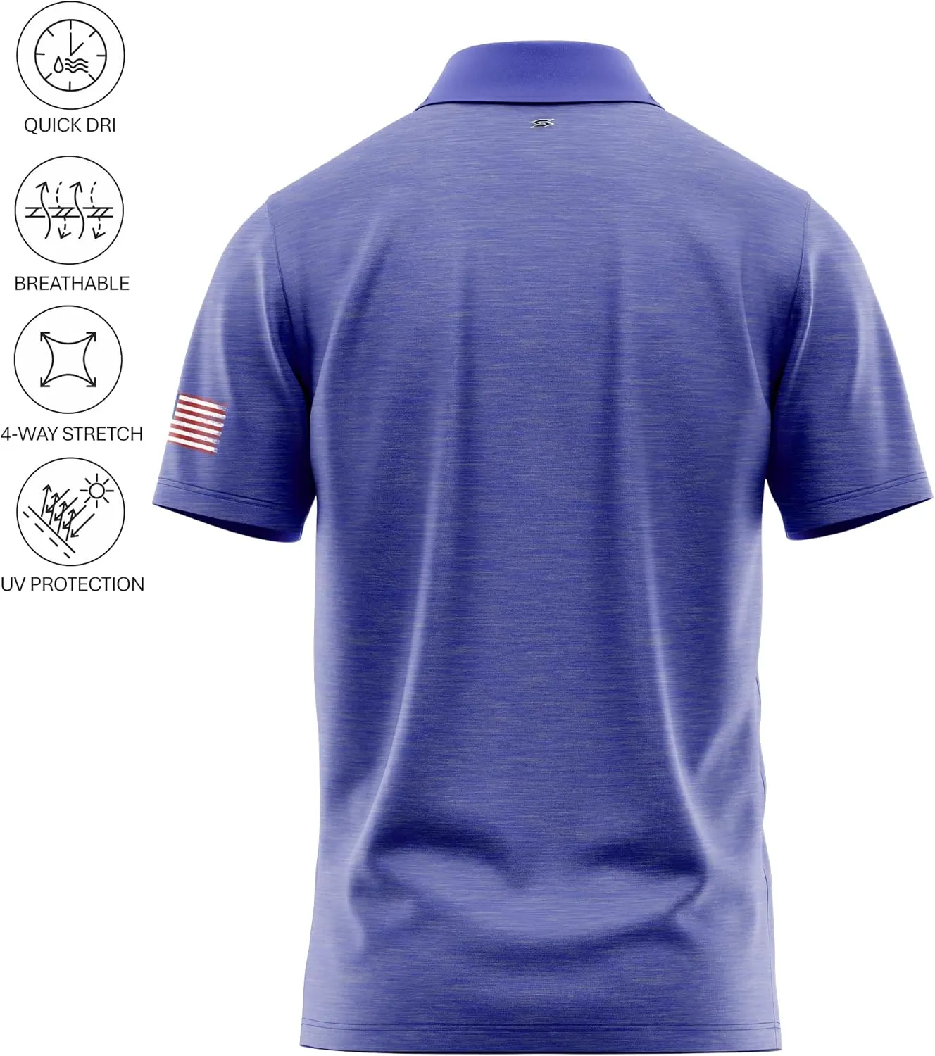 Patriotic USA Golf Polo Shirt  Mens Performance Short Sleeve Moisture Quick Dry Fit Athletic Veteran UPF Stretch Casual Fun