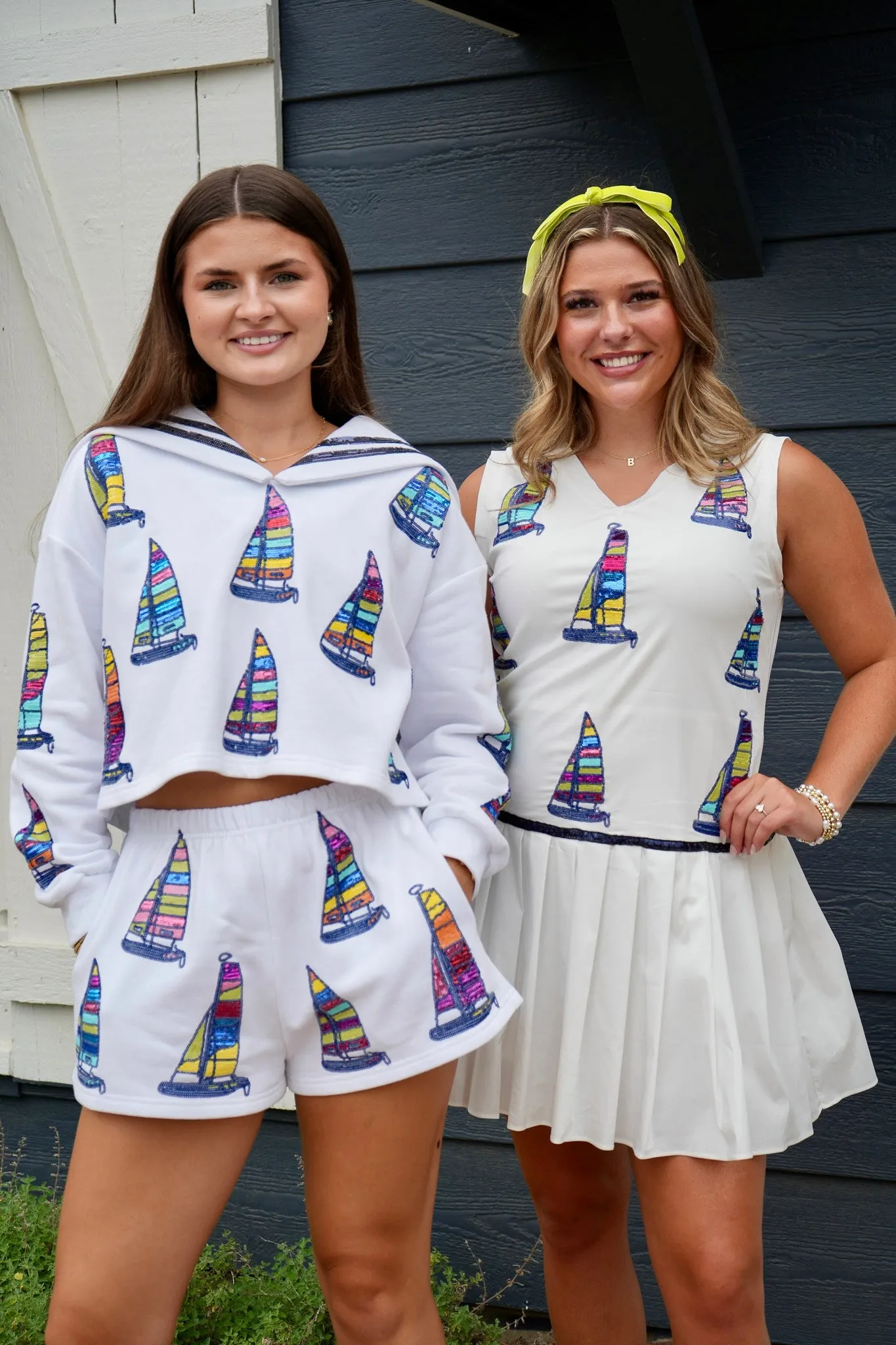 Pleated Sailboat Tank Dress - White [Queen of Sparkles]