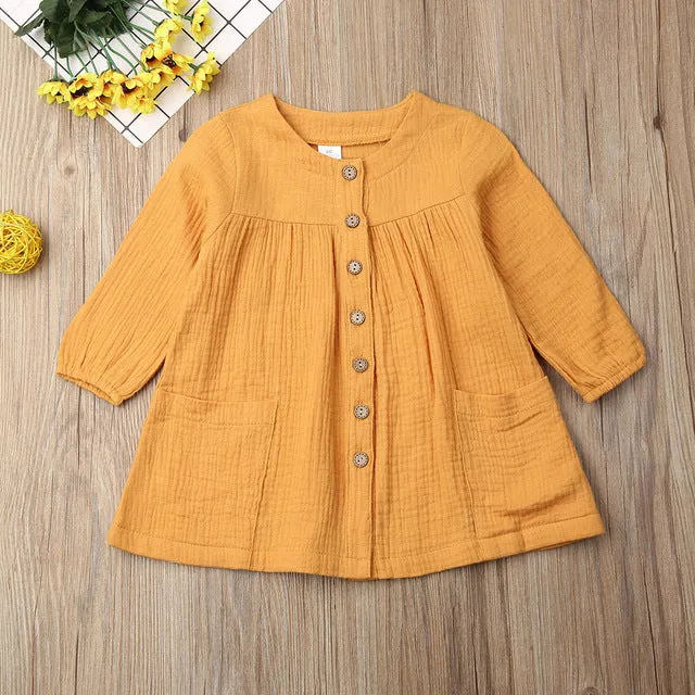 Pocket Buttoned Dress