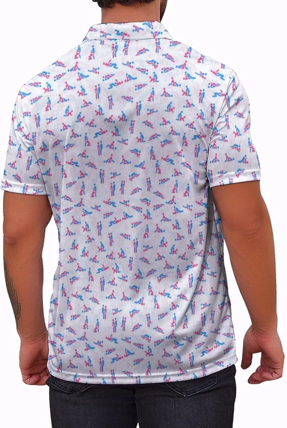 Polo Shirts for Men Moisture Wicking Fun Printed Short Sleeve Performance Mens Golf Shirts Quick Dry