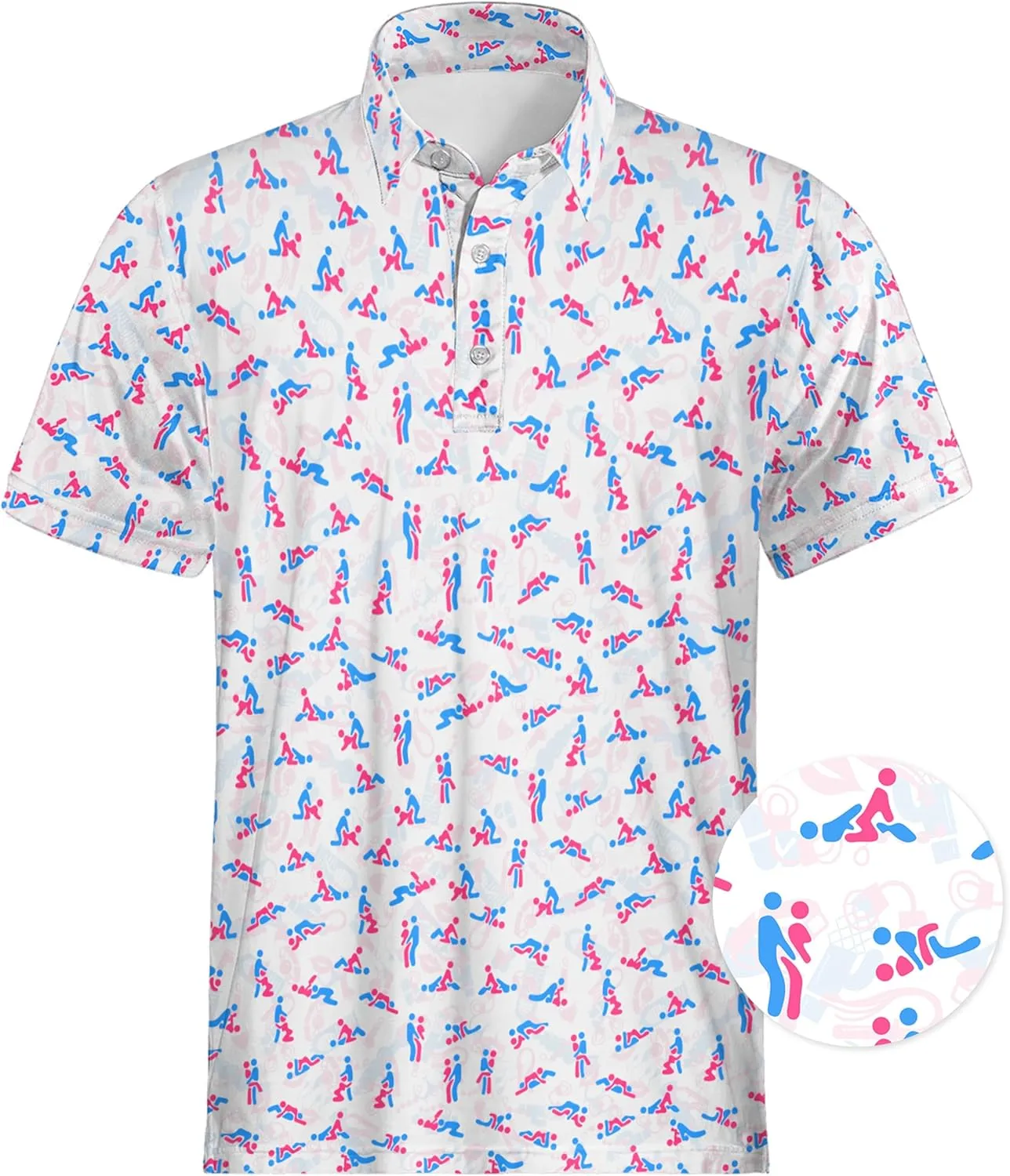 Polo Shirts for Men Moisture Wicking Fun Printed Short Sleeve Performance Mens Golf Shirts Quick Dry