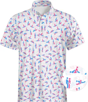 Polo Shirts for Men Moisture Wicking Fun Printed Short Sleeve Performance Mens Golf Shirts Quick Dry