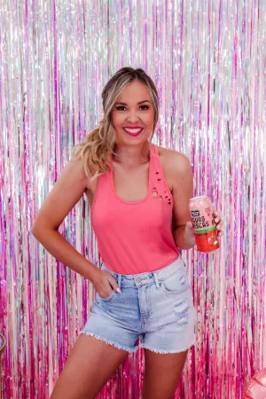 Relaxed Fit Racer Back Tank - Coral