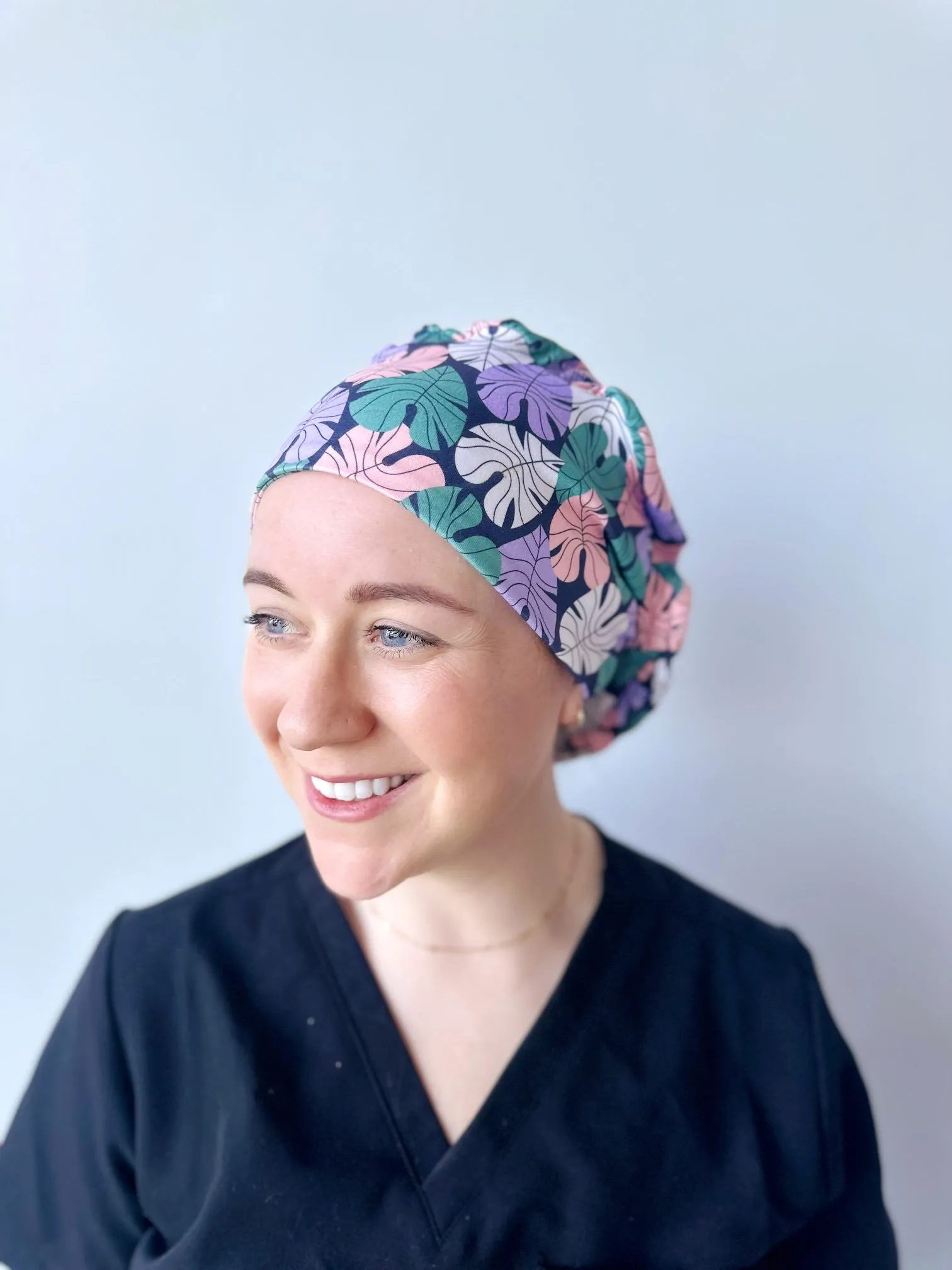 Scrub Hat - Cool Monstera Leaves