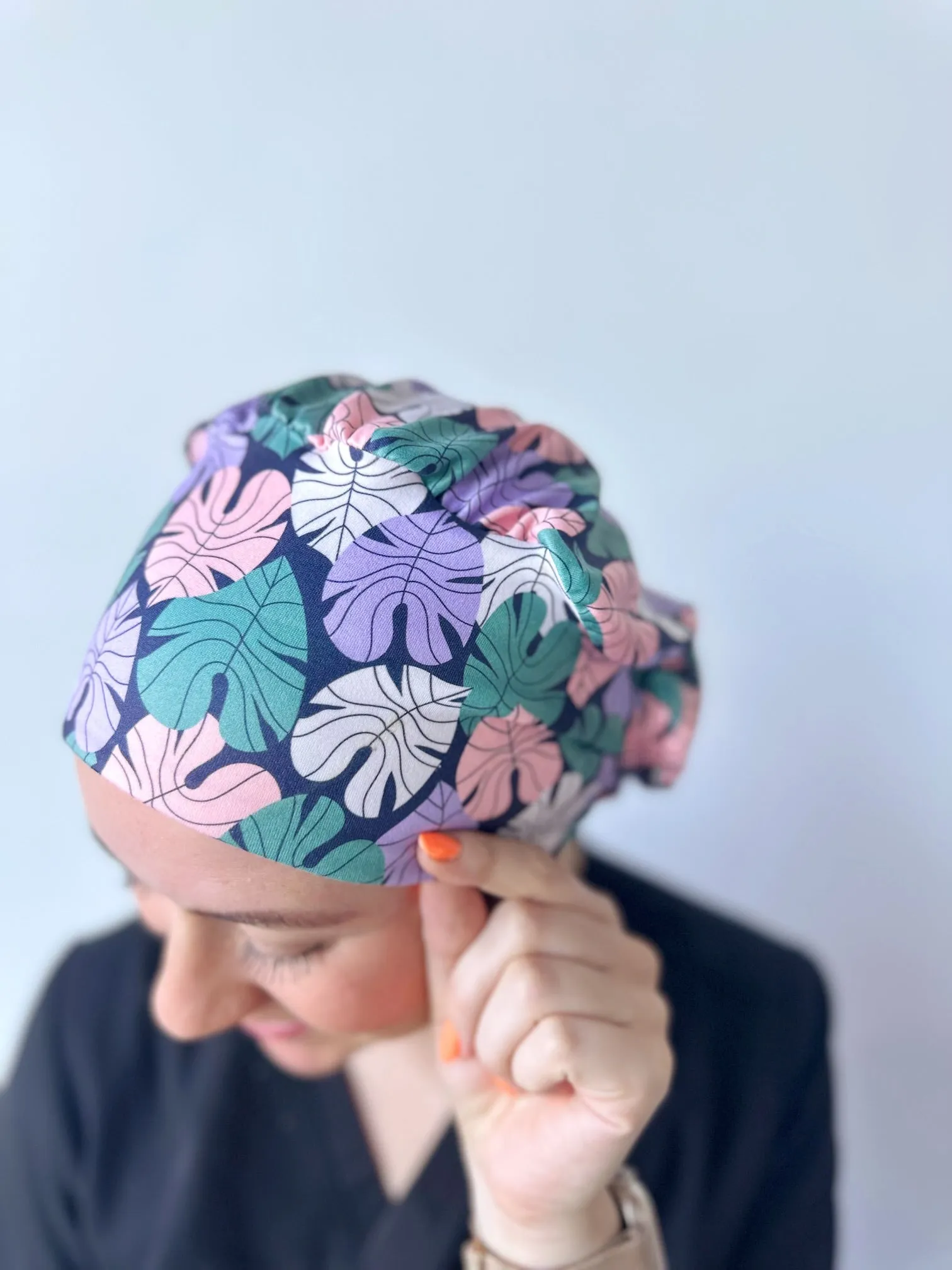 Scrub Hat - Cool Monstera Leaves
