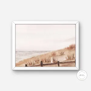 Vintage Watercolor Beach Wall Art INSTANT DOWNLOAD Art Print, Pastel Wall Art, Retro Beach, Summer Print, Seascape Wall Art