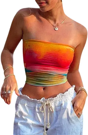 Women Y2k Tube Tops Strapless Backless Bandeau Going Out Top