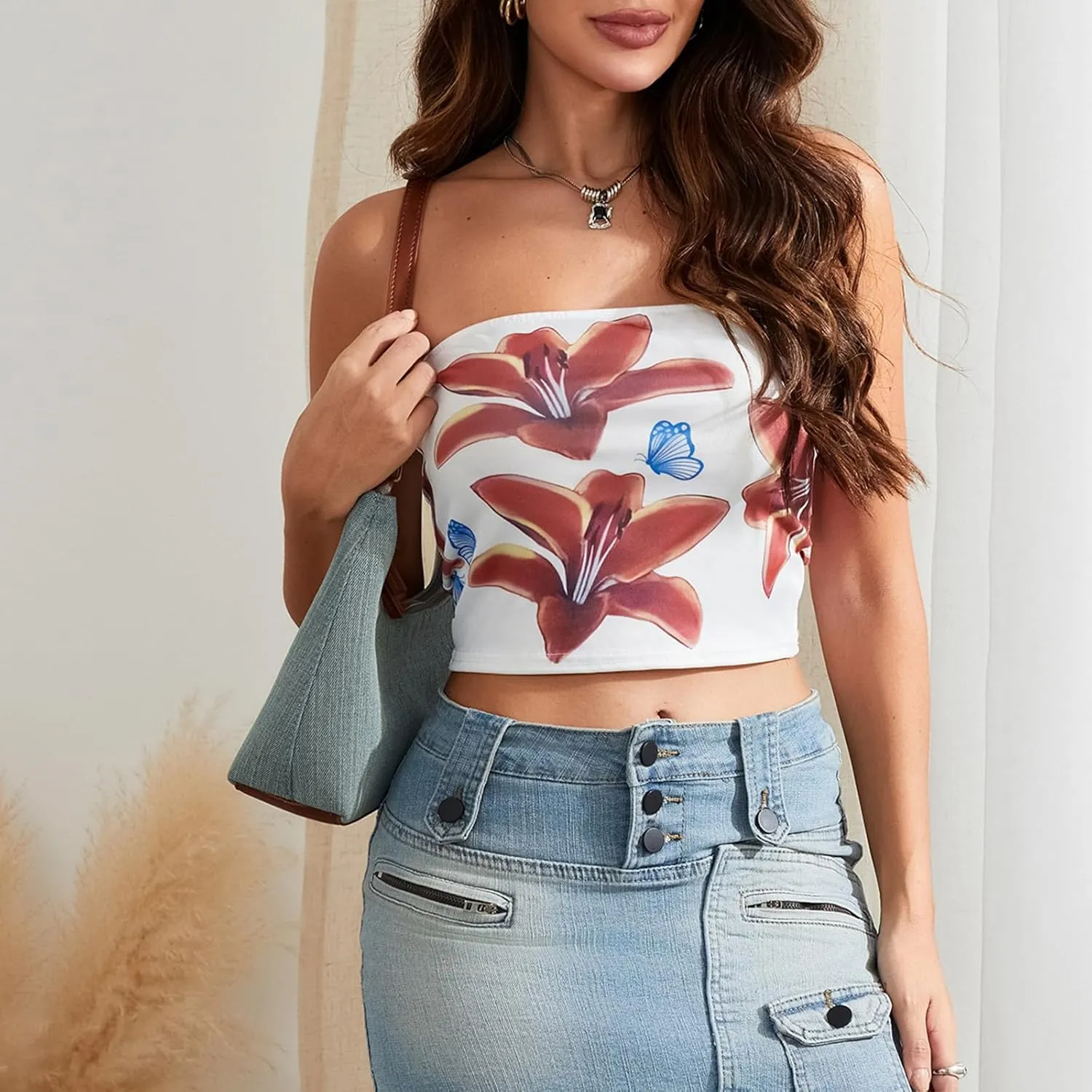 Women Y2k Tube Tops Strapless Backless Bandeau Going Out Top