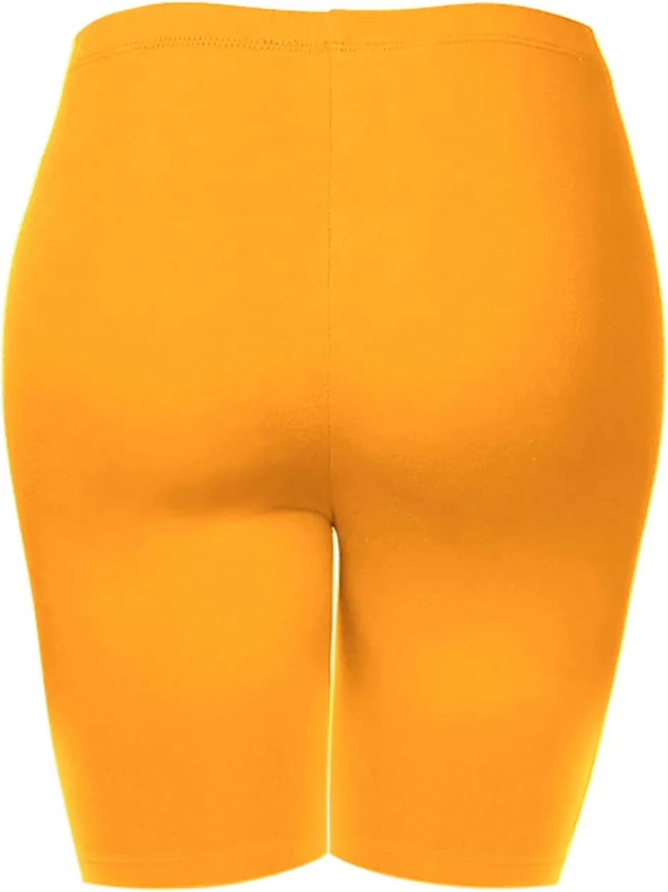 Women's Cotton Bermuda Biker Shorts Mid Thigh High Rise Stretch Jersey